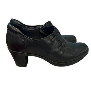 Clarks Bendables Mirabelle Hills‎ 9.5M Ankle Booties Black Leather Casual Heeled